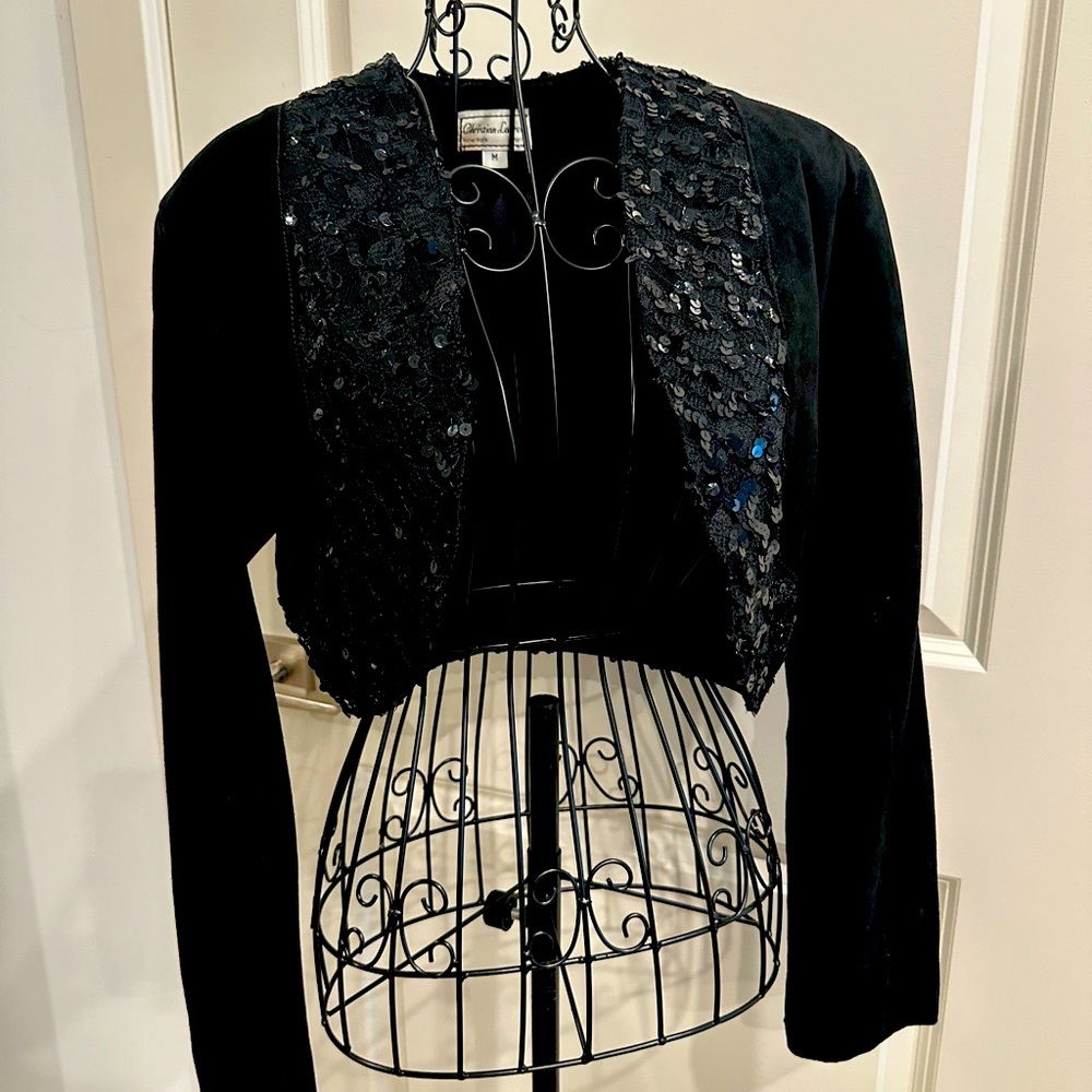 CHRISTIAN LAUREN Women Leather jacket Black Suede Cropped size M New York-Paris